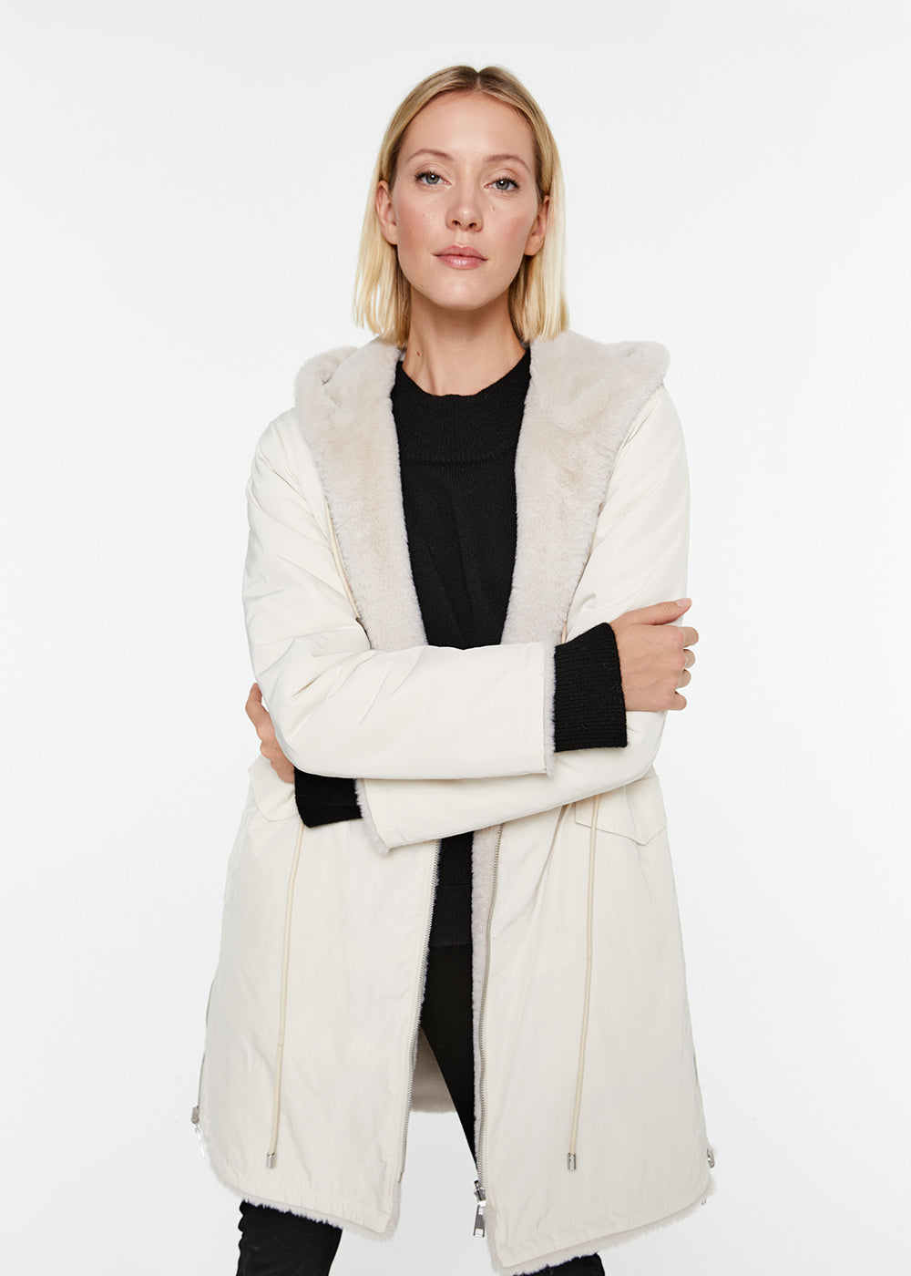 Manteau long a capuche - Noir