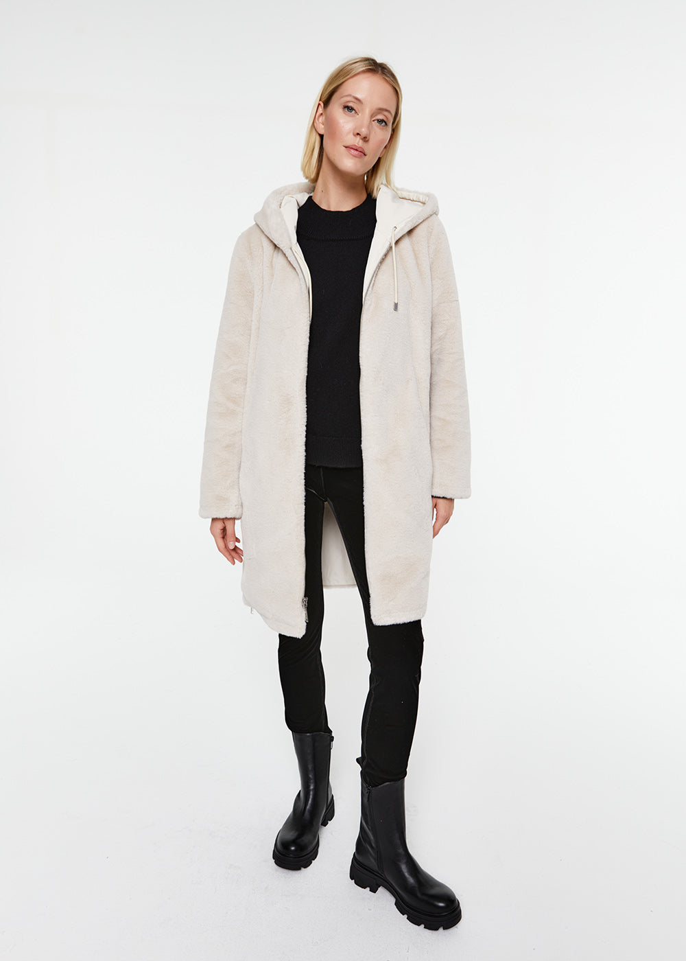 Manteau long a capuche - Noir