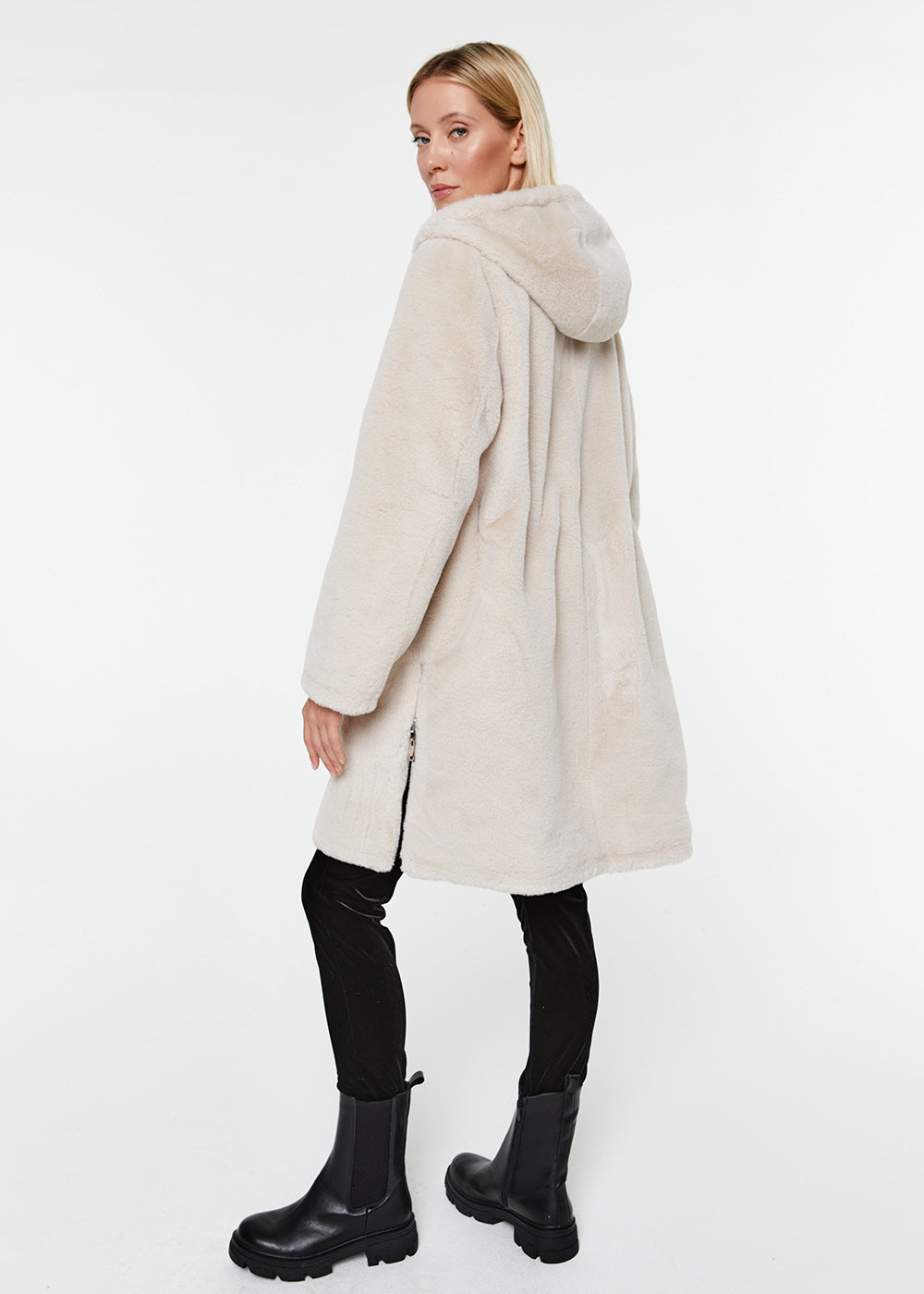 Manteau long a capuche - Noir