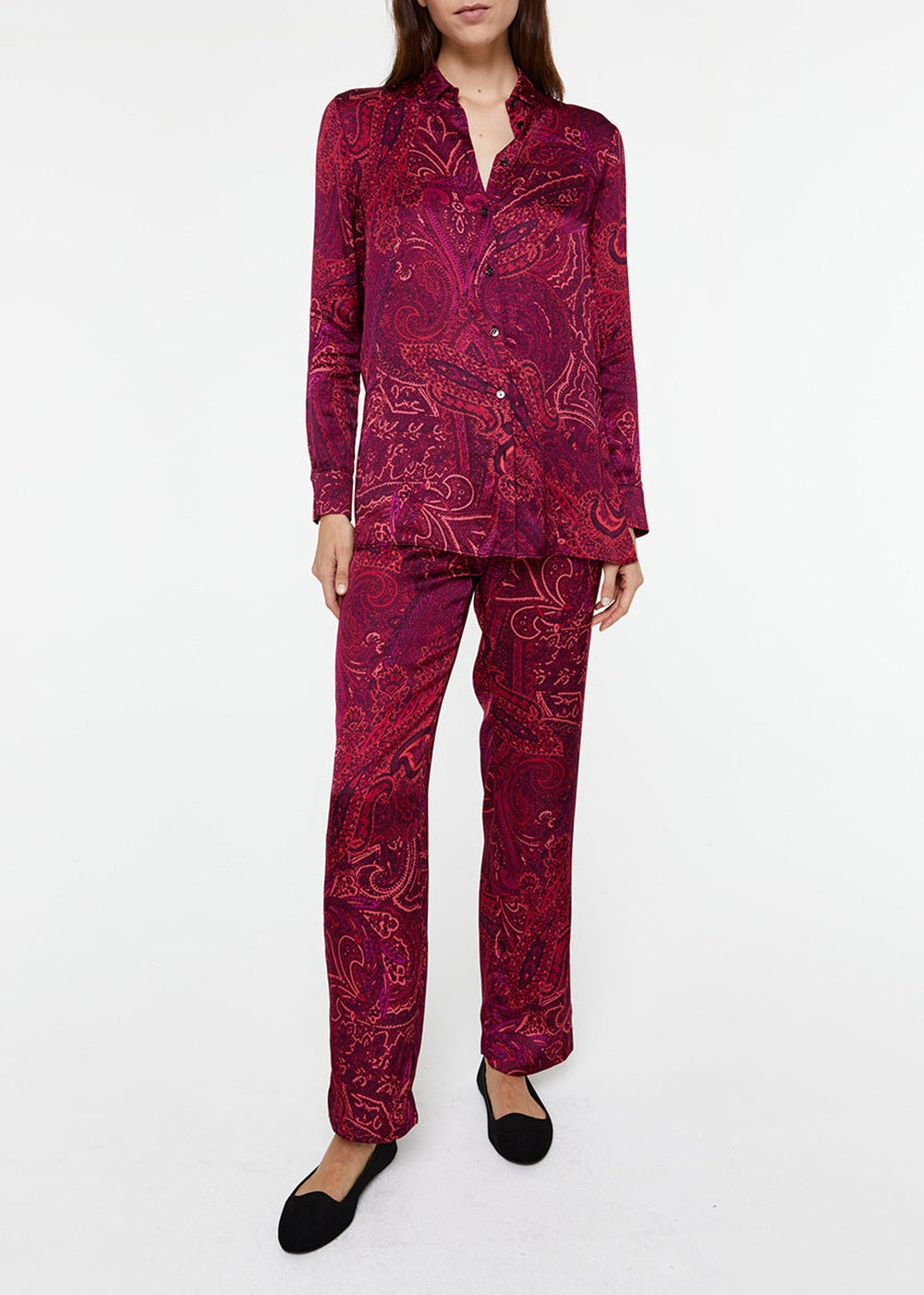 Chemise à motif jacquard - Grenat
