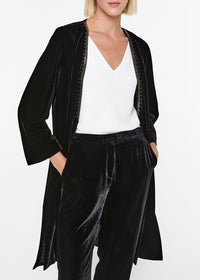 Long velvet jacket - Navy