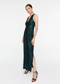 Robe longue paillettes - Vert Foncé