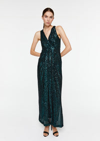 Robe longue paillettes - Vert Foncé
