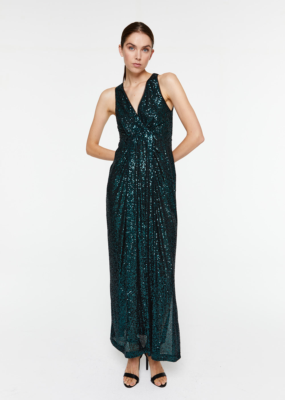 Robe longue paillettes - Vert Foncé