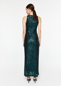 Robe longue paillettes - Vert Foncé