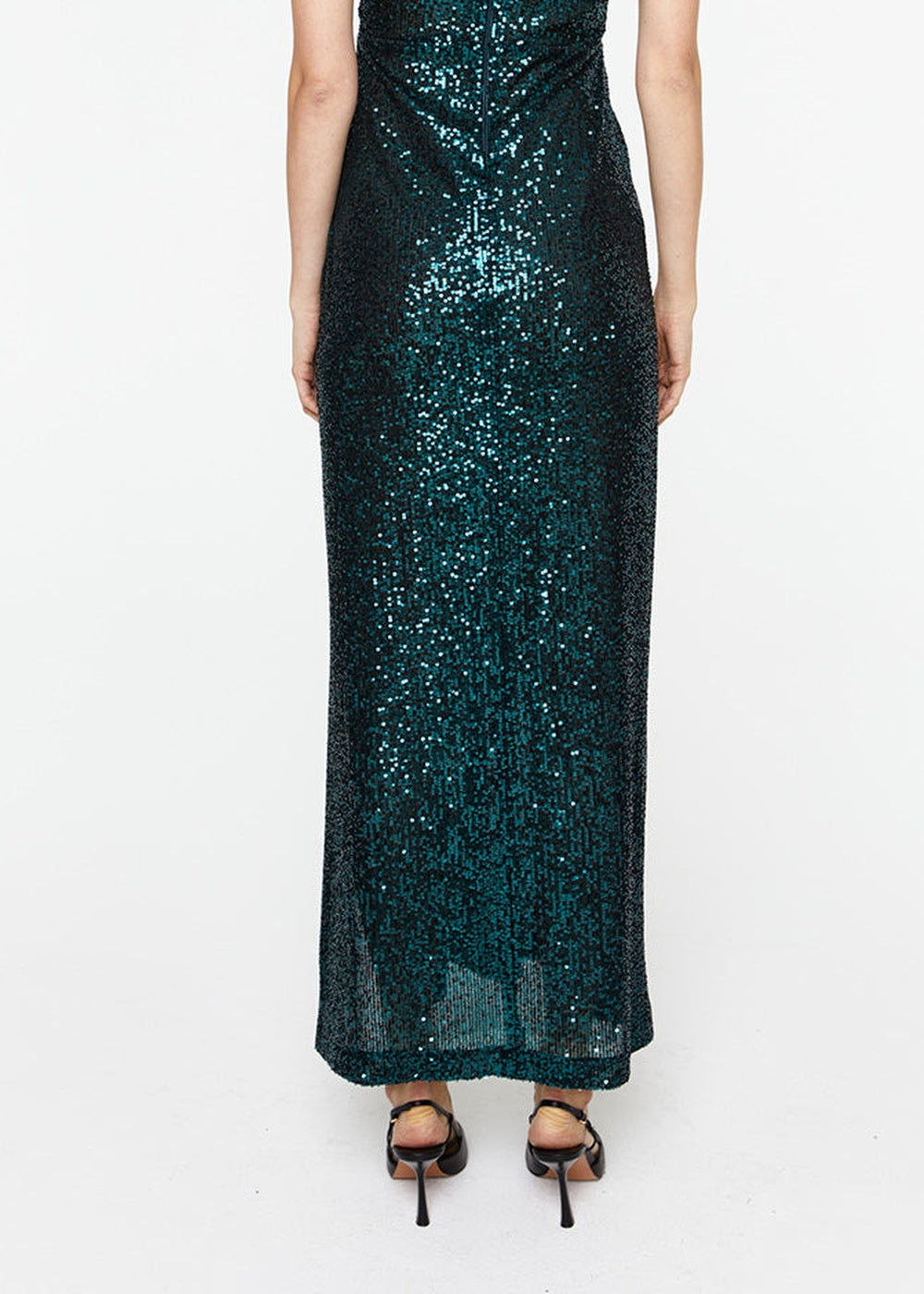 Robe longue à sequins - Vert Foncé