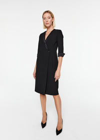 Robe portefeuille ml bi matier - Noir