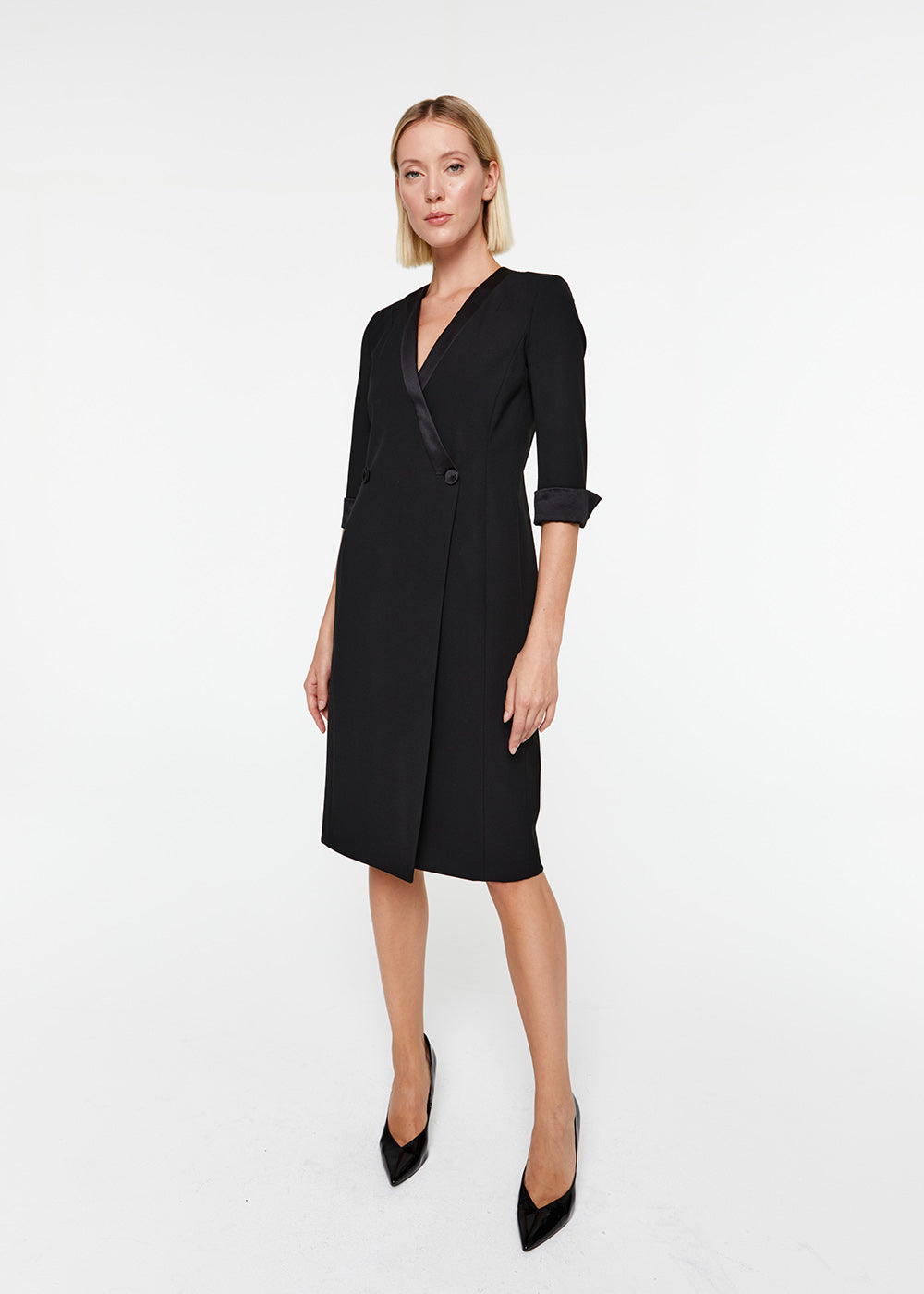 Robe portefeuille ml bi matier - Noir