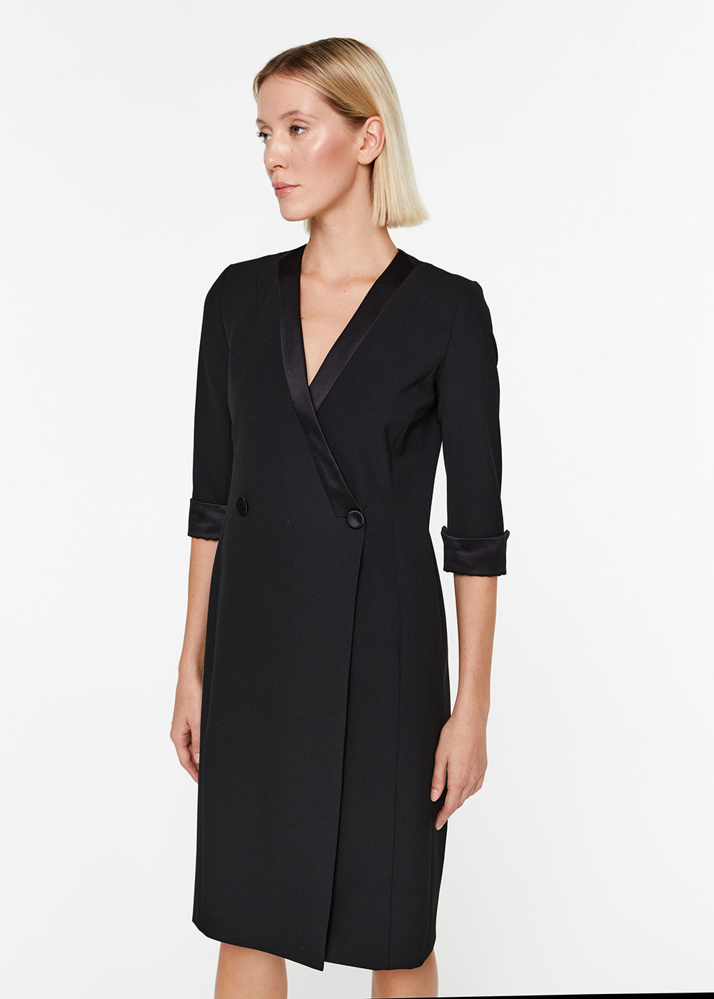 Robe portefeuille ml bi matier - Noir