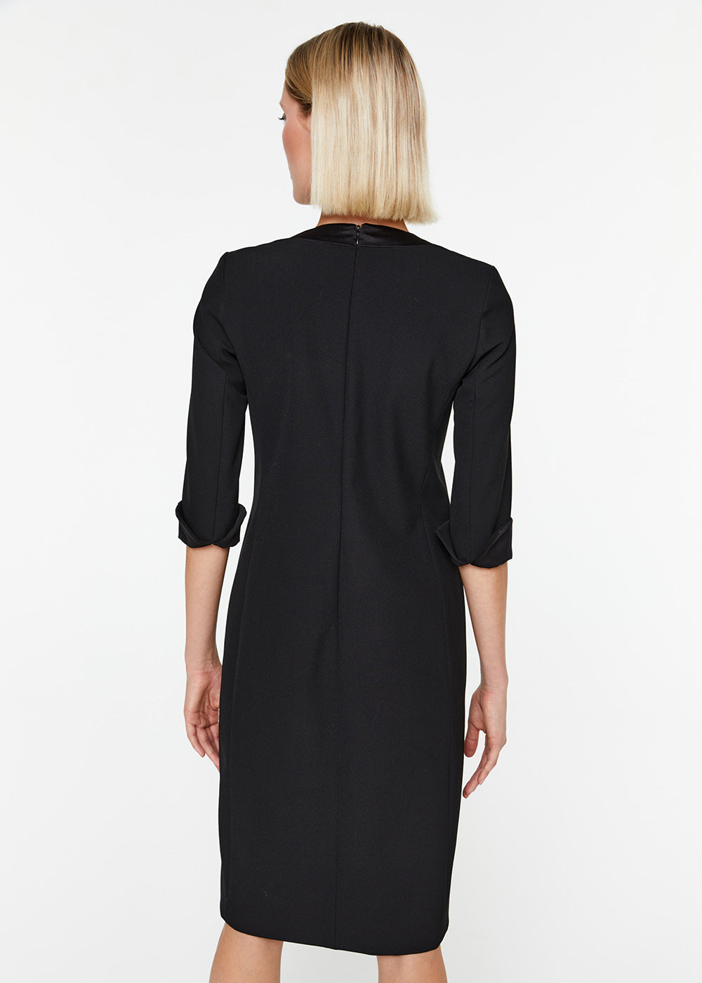 Robe portefeuille ml bi matier - Noir