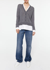 Gilet à détail chemise en laine - Gris