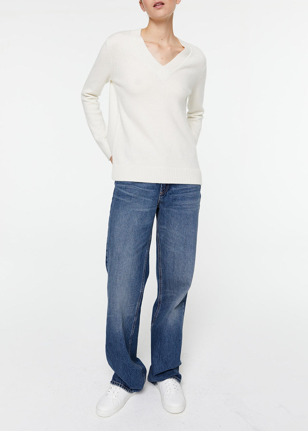 V-neck cashmere jumper - Off-white