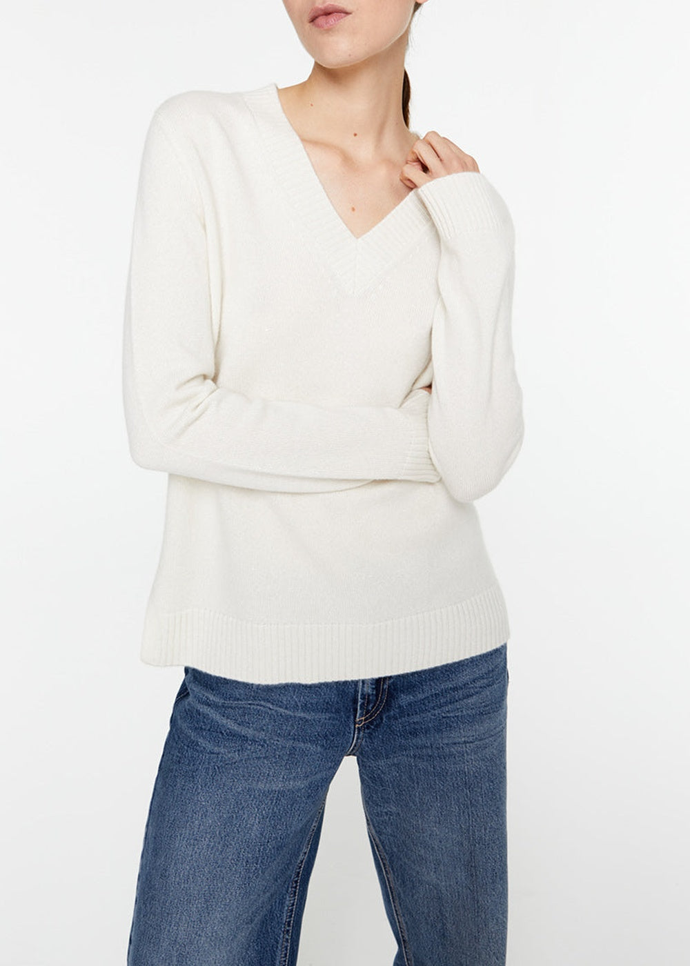 V-neck cashmere jumper - Off-white