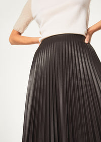 Jupe plisse faux cuir - Marron Foncé