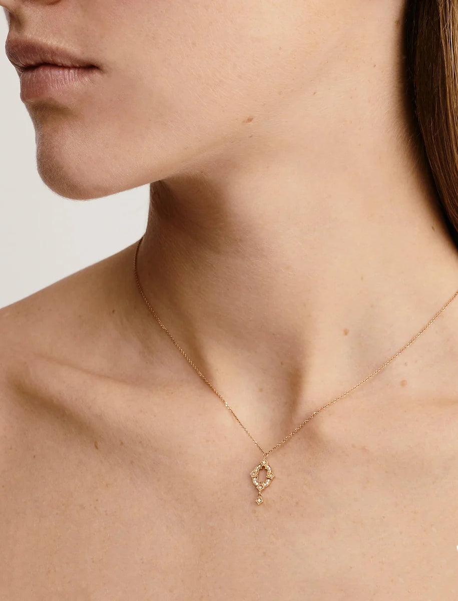 "Ava" necklace in 18K rose gold set with diamonds - Rose gold