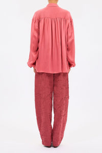 Blouse Gesture à manches longues en soie - Rosewood