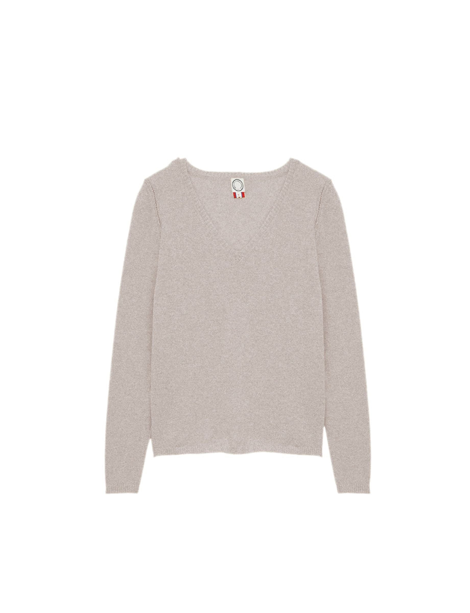 10qty RELIQUAT 75€ 21,4%  / Pull col V Morgane en laine et cachemire - Grey