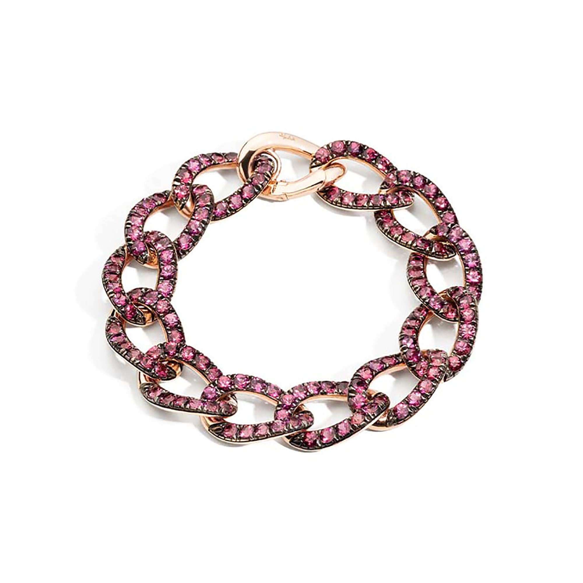 Bracelet Catene en Or rose 18K & Grenat Rhodolite