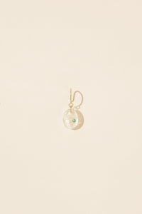Mono boucle d'oreille Cauri N°2 en or jaune - Pierre de lune & Turquoise