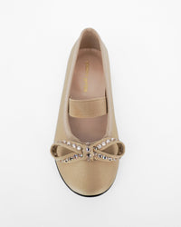 Barbara ballet flats with crystals, in satin - Champagne
