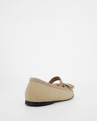 Barbara ballet flats with crystals, in satin - Champagne
