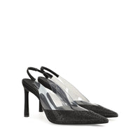 Slingbacks à talons Evangelie 95 en soie - Nero & Jet & Trasparent