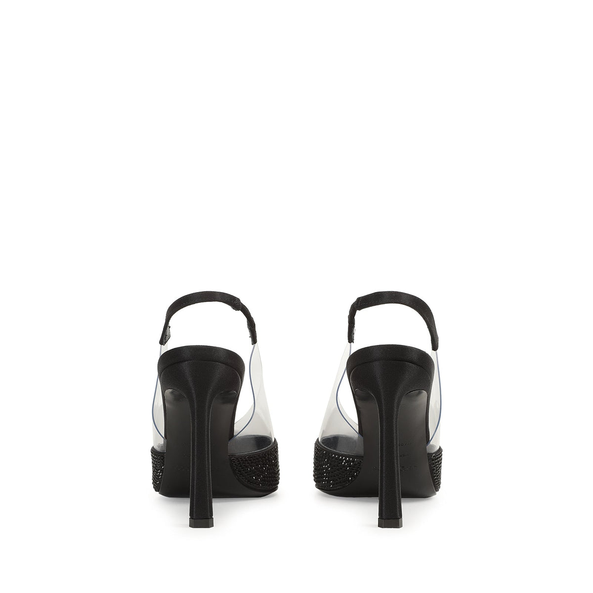 Slingbacks à talons Evangelie 95 en soie - Nero & Jet & Trasparent