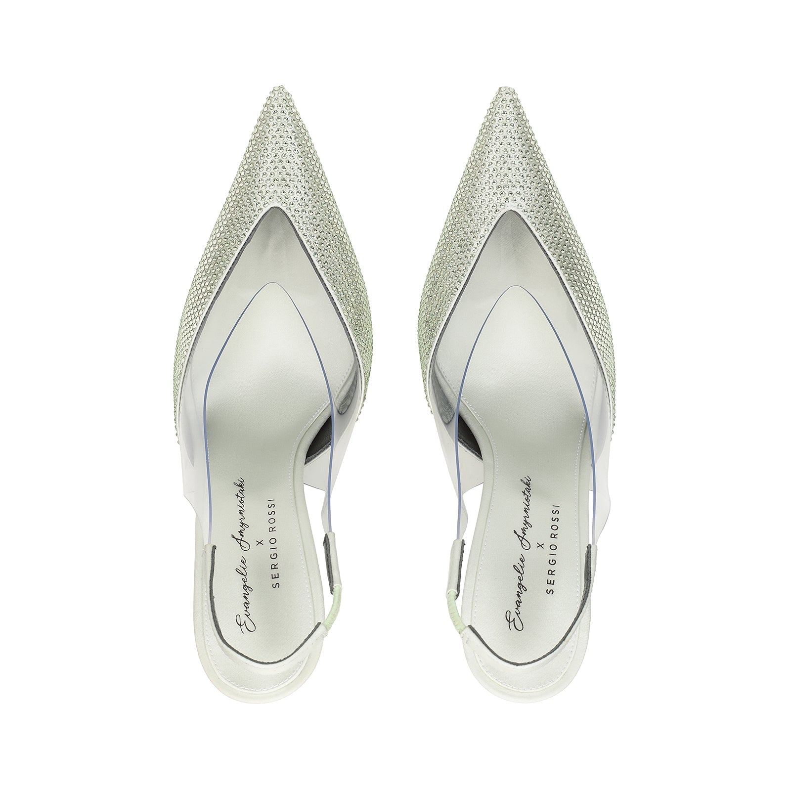 Slingback Evangelie 95 en soie - Mint & Chrysolite