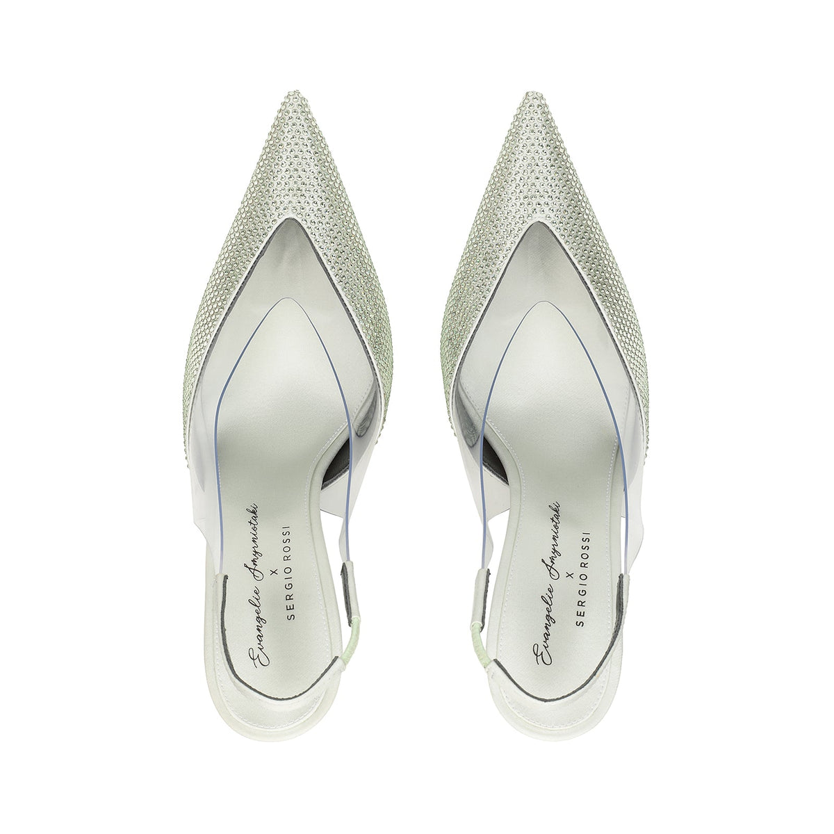 Slingbacks à talons Evangelie 95 en soie - Mint & Chrysolite