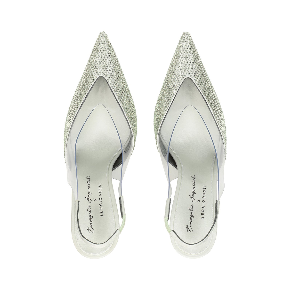 Slingback Evangelie 95 en soie - Mint & Chrysolite