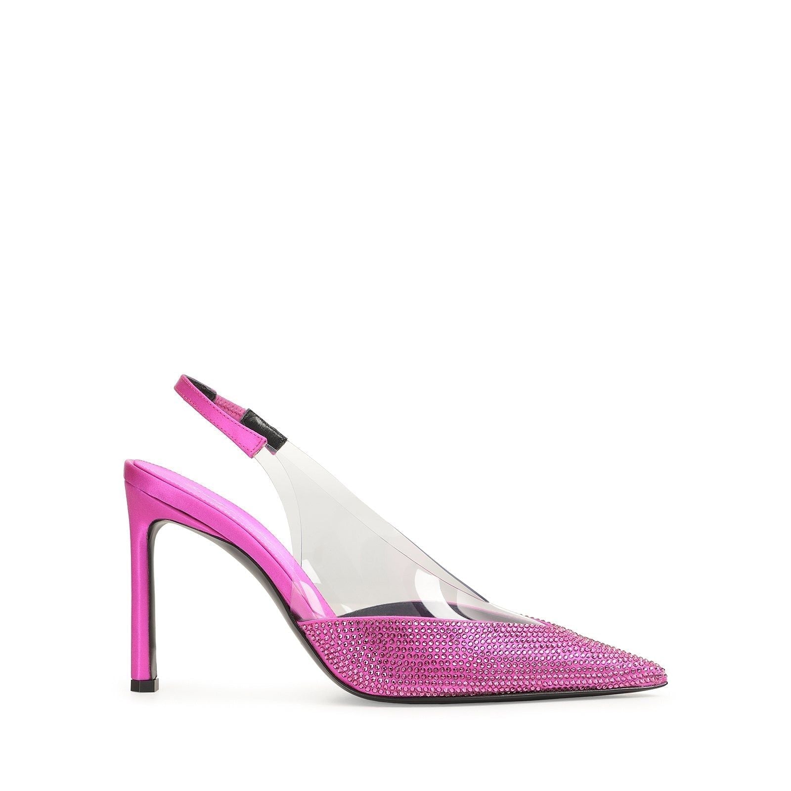 Slingback Evangelie 95 en soie - Dragon Fruit & Fuchsia