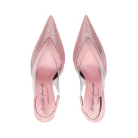 Slingback Evangelie 95 en soie - Rose & Trasparent