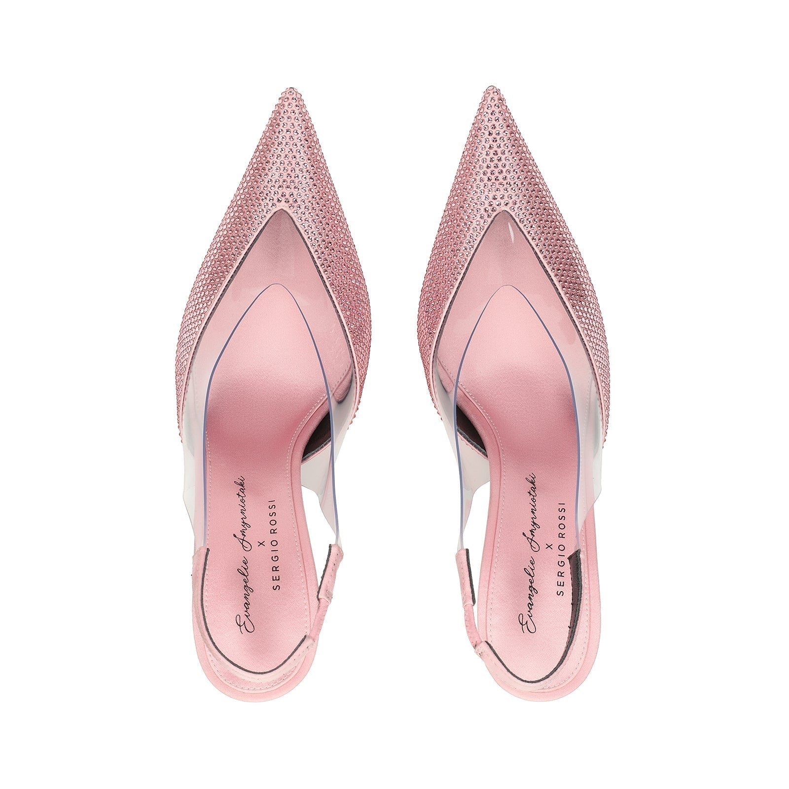 Slingback Evangelie 95 en soie - Rose & Trasparent