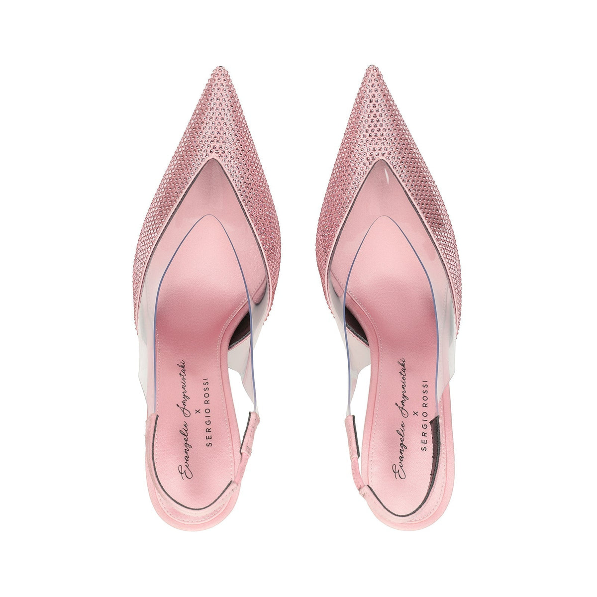 Slingback Evangelie 95 en soie - Rose & Trasparent