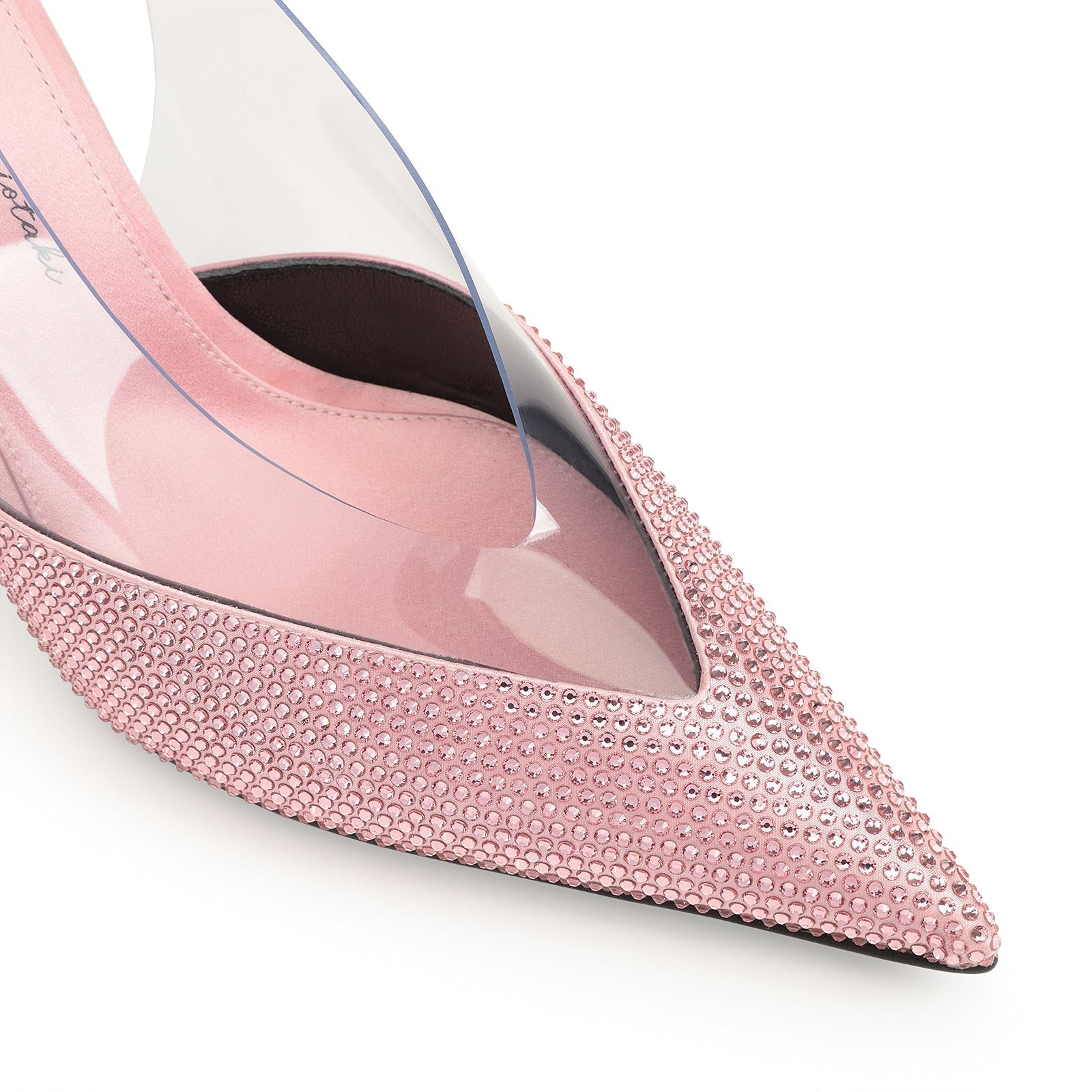 Slingback Evangelie 95 en soie - Rose & Trasparent