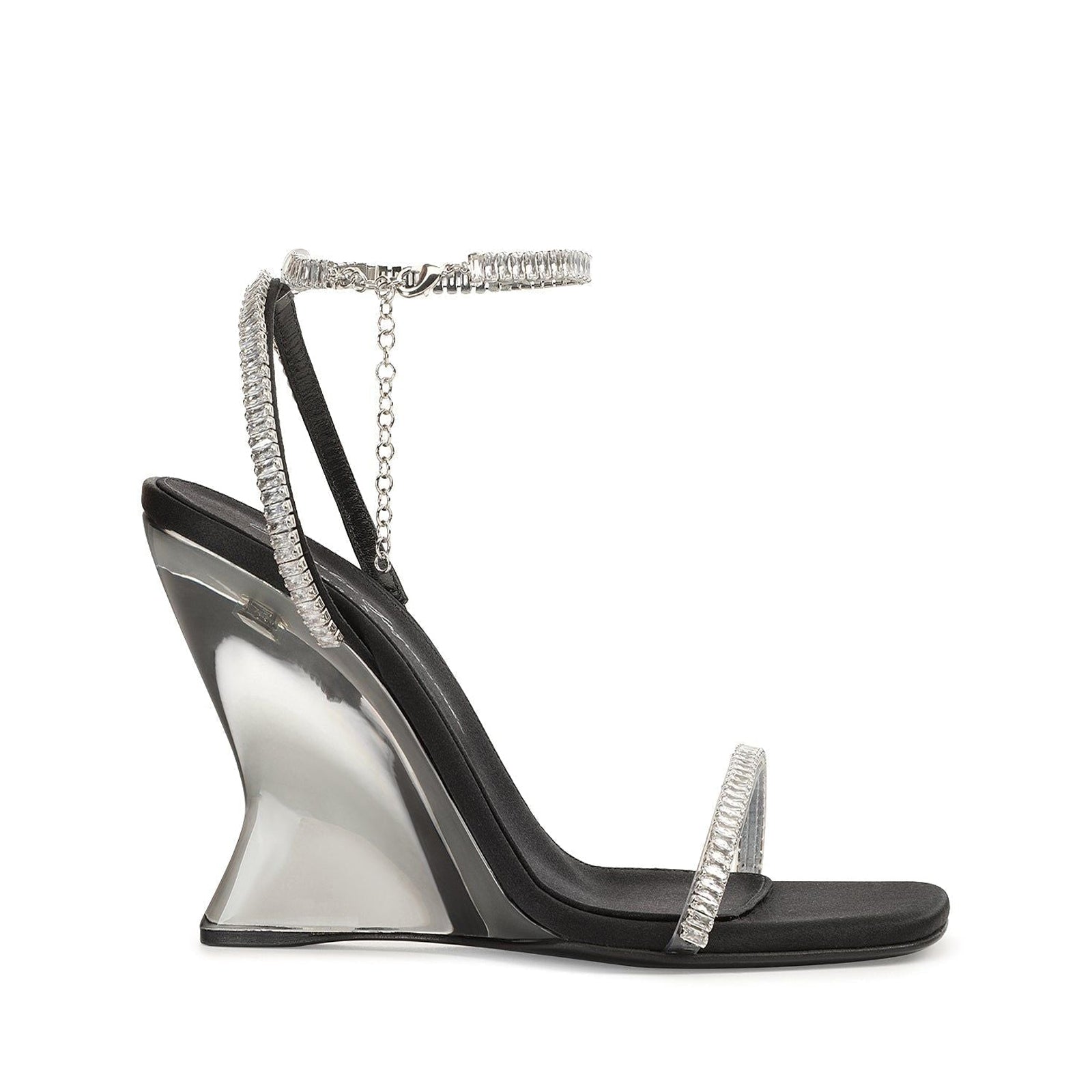 Sandales compensées Evangelie 100 en soie - Nero & Palladio & Crystal