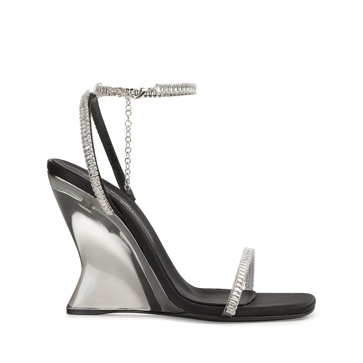 Sandales compensées Evangelie 100 en soie - Nero & Palladio & Crystal