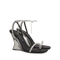 Sandales compensées Evangelie 100 en soie - Nero & Palladio & Crystal