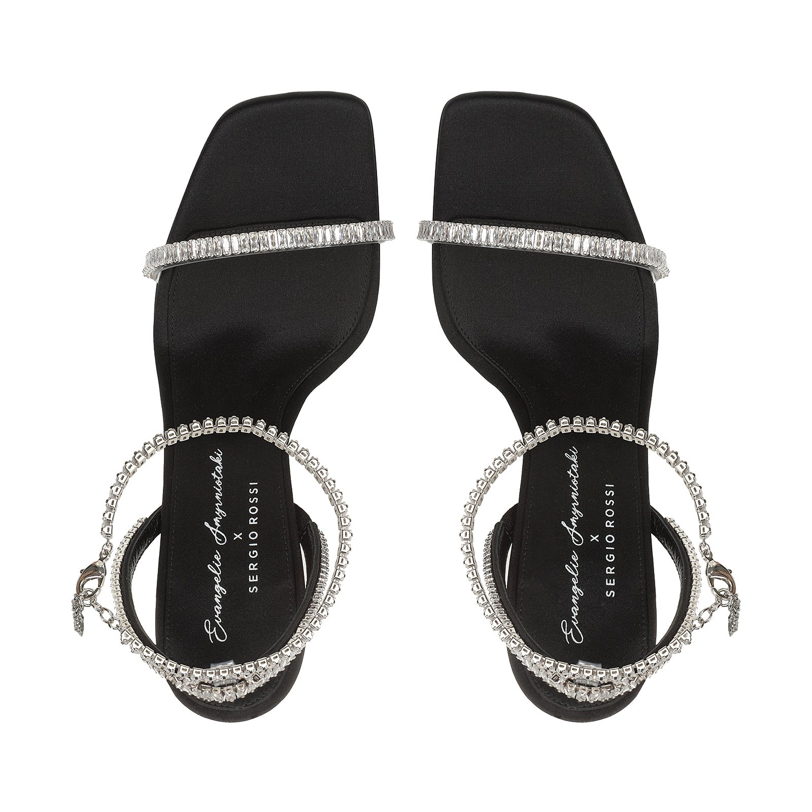 Sandales compensées Evangelie 100 en soie - Nero & Palladio & Crystal