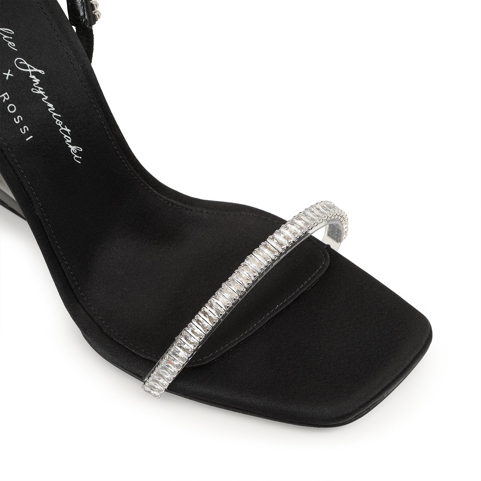 Sandales compensées Evangelie 100 en soie - Nero & Palladio & Crystal