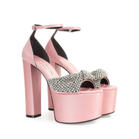 Evangelie 155 platform sandals in silk - Light Rose & Nikel