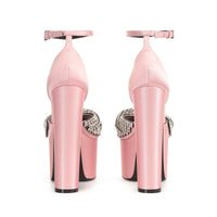 Evangelie 155 platform sandals in silk - Light Rose & Nikel