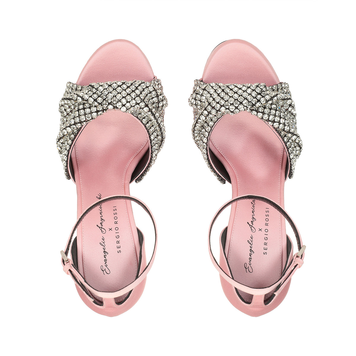 Sandales compensées Evangelie 80 - Light Rose & Nikel & Crystal