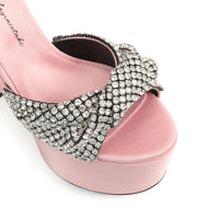 Evangelie 155 platform sandals in silk - Light Rose & Nikel