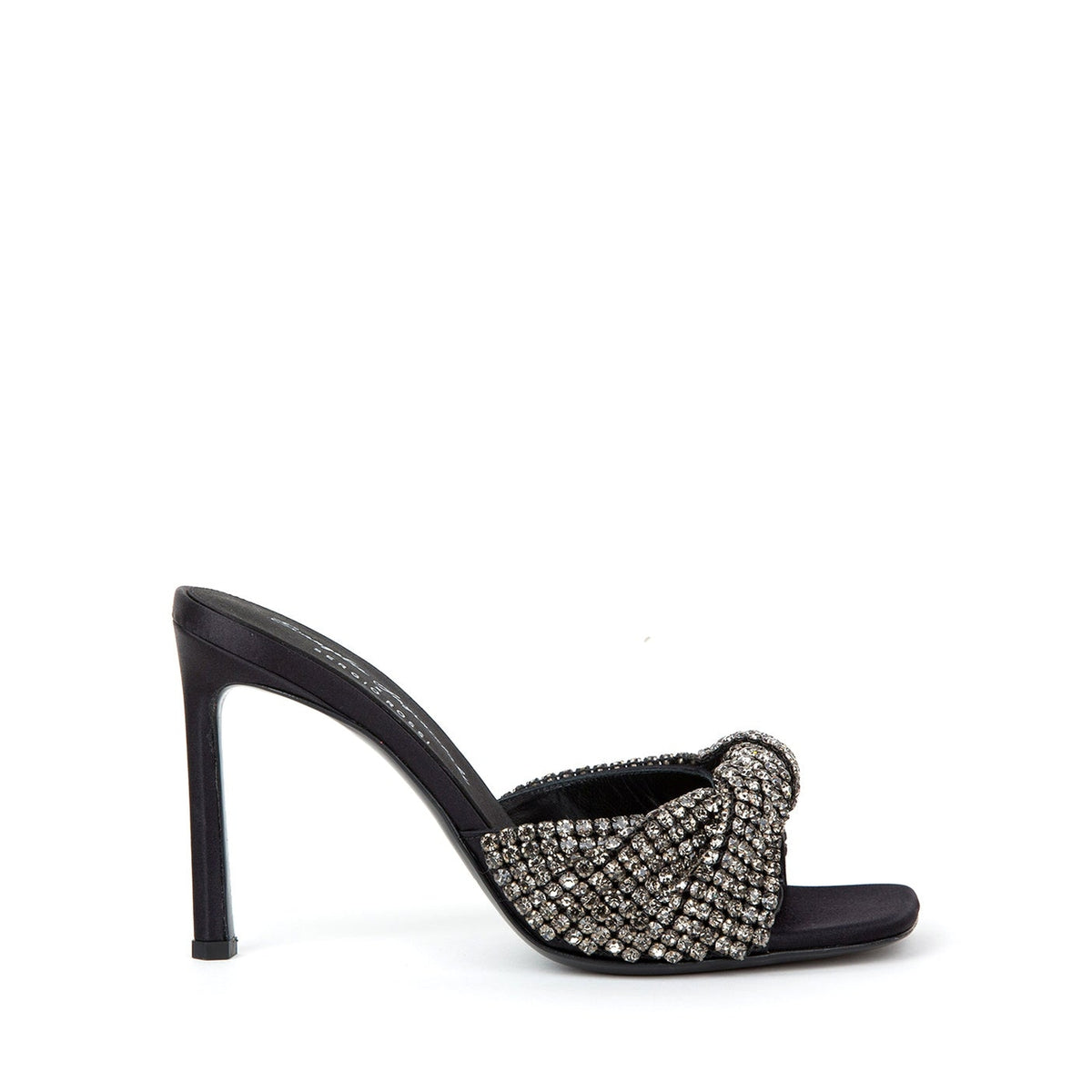Mules à talons Evangelie 95 en soie - Nero Rutenio & Black