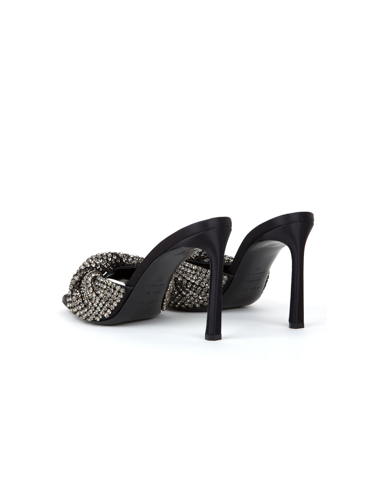 Mules à talons Evangelie 95 en soie - Nero Rutenio & Black