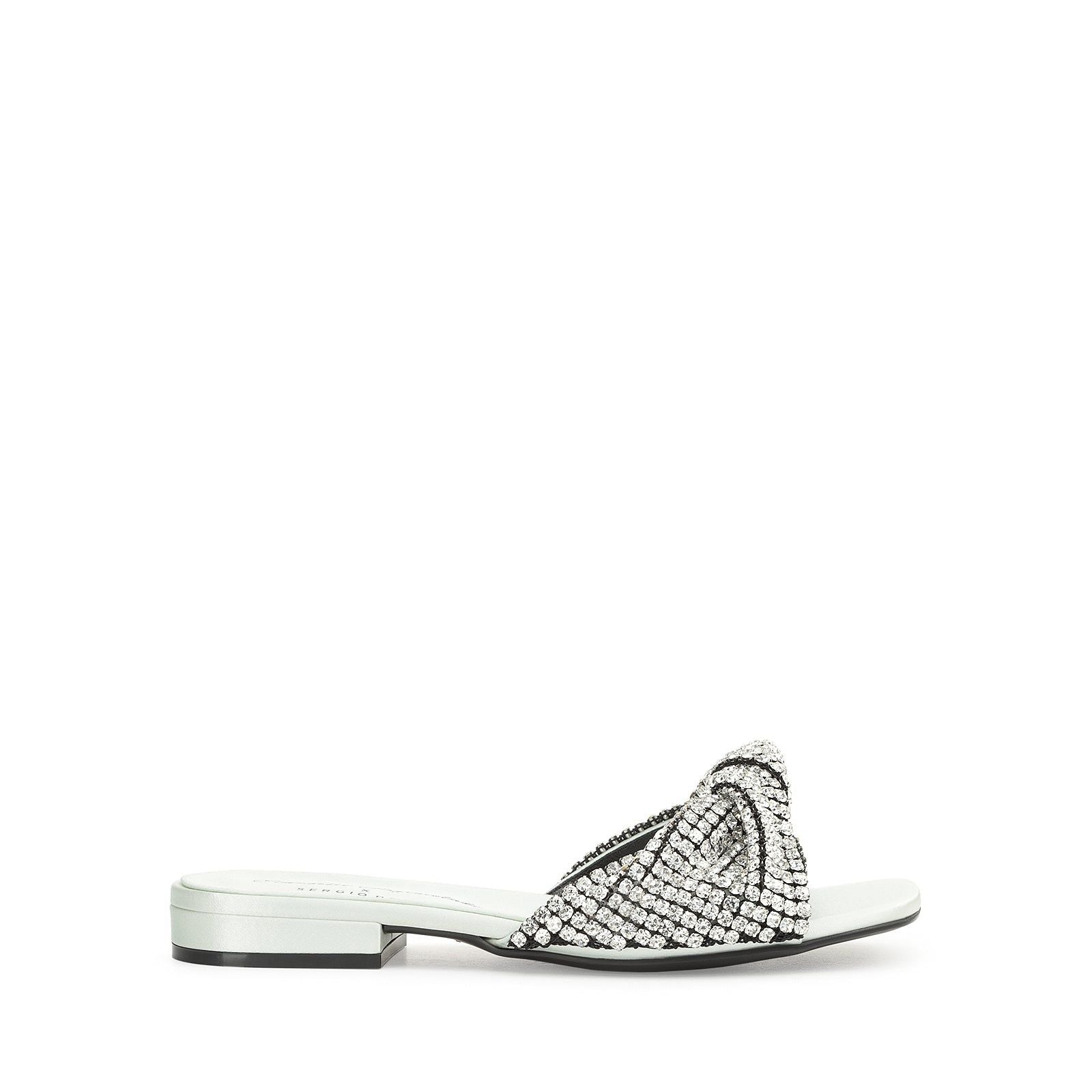 Evangelie flat sandals - Light Mint & Nikel & Crystal