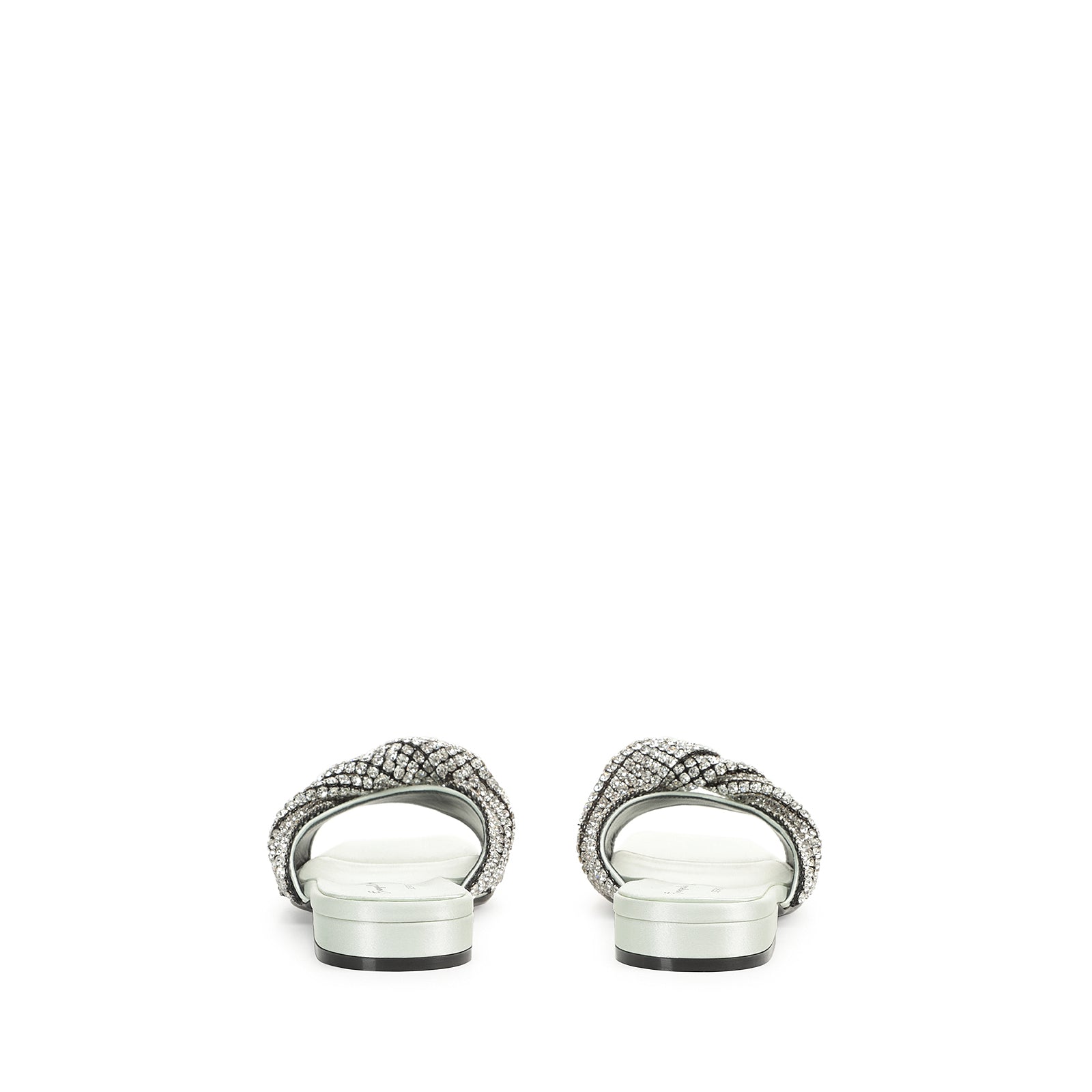Sandales plates Evangel en soie - Light Mint & Nikel