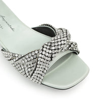 Sandales plates Evangel en soie - Light Mint & Nikel