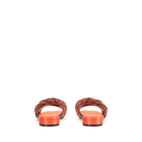 Evangelie flat silk mules - Mandarine & Nikel